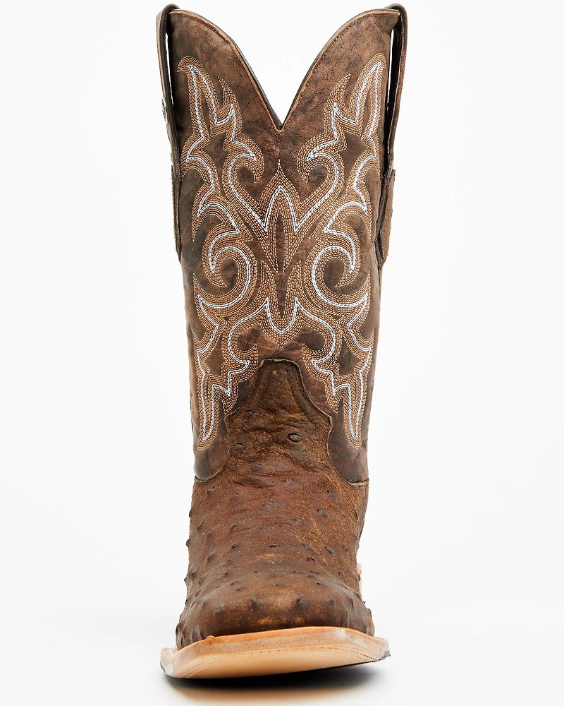 Tanner Mark Men's Exotic Full Quill Ostrich Western Boots - Broad Square Toe