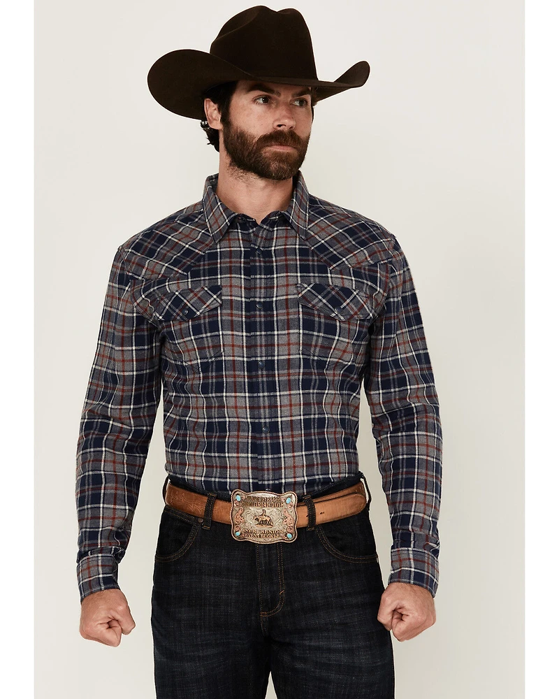 Cody James Men's Poker Plaid Print Long Sleeve Snap Western Shirt - Big