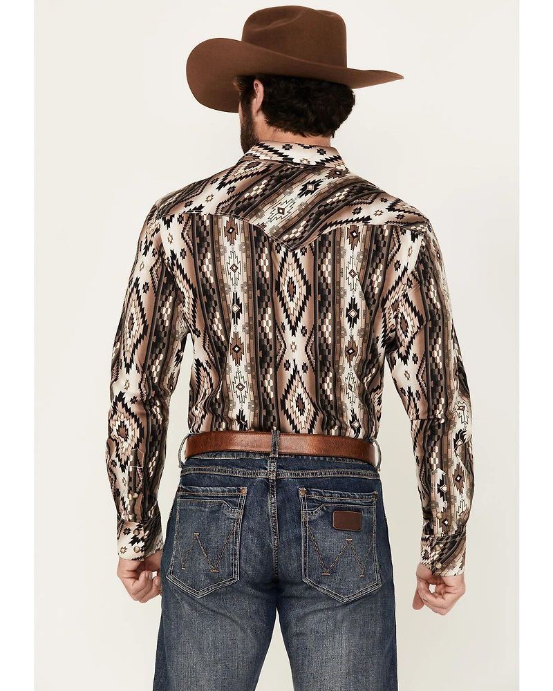 Rock & Roll Denim Men's Southwestern Print Long Sleeve Snap Stretch Western Shirt