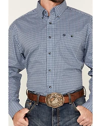 Wrangler Men's Striped Geo Print Long Sleeve Button-Down Western Shirt