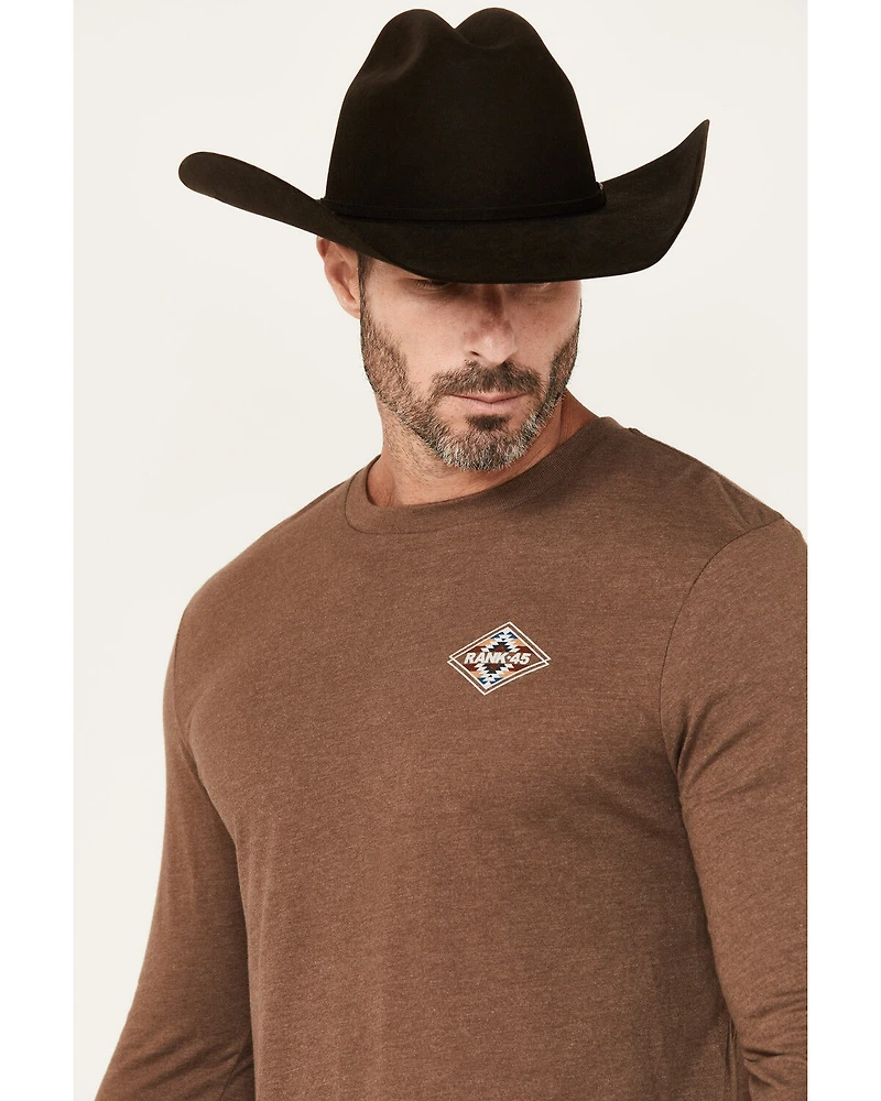 RANK 45® Men's Dusty Arena Southwestern Logo Long Sleeve Graphic T-Shirt