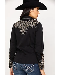 Scully Women's Scroll Embroidered Long Sleeve Pearl Snap Western Shirt
