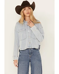 White Crow Women's Denim Knit Cropped Shacket