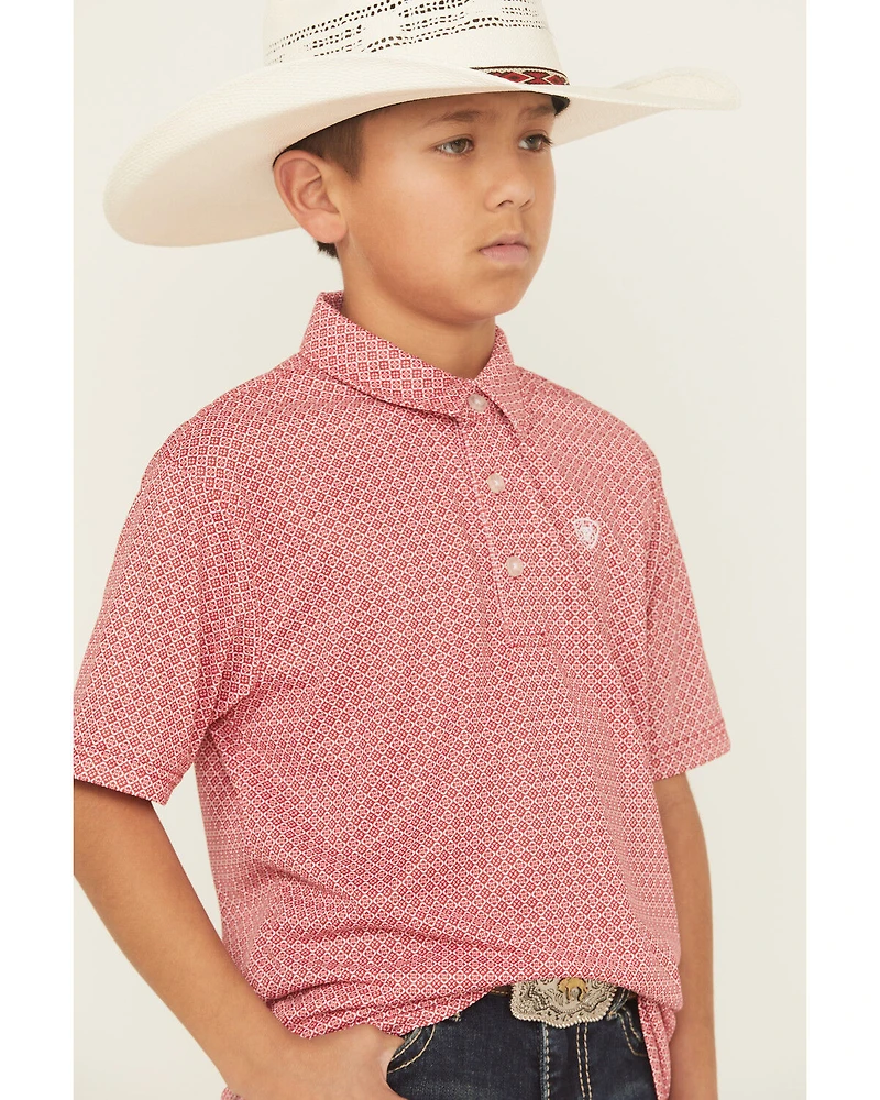 Ariat Boys' Geo Print Short Sleeve Button-Down Polo