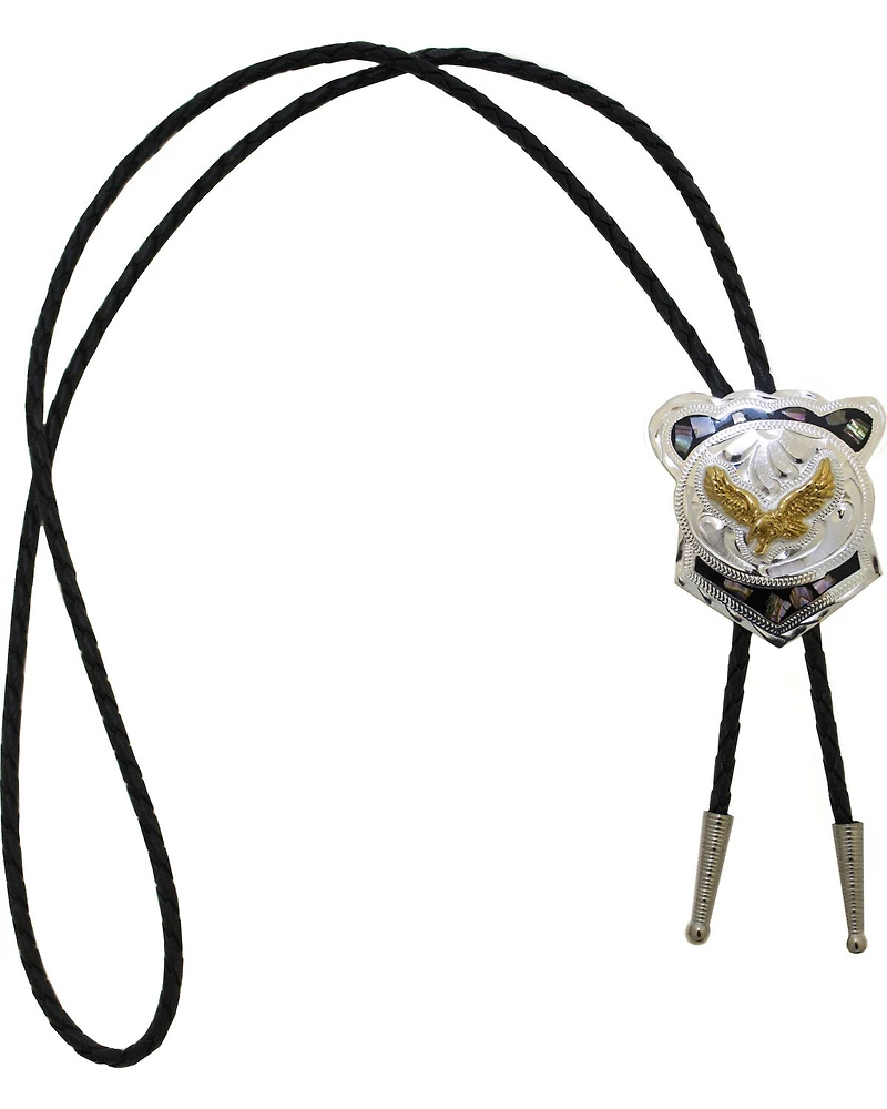 Western Express Men's German Silver Abalone Eagle Bolo Tie