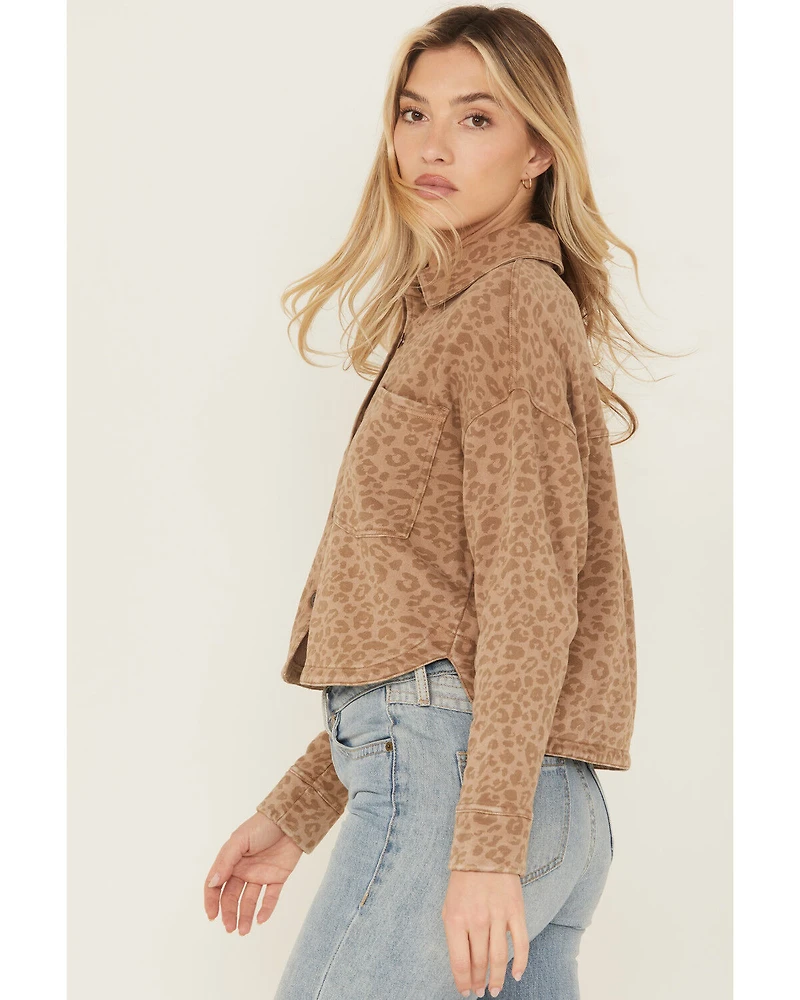 White Crow Women's Leopard Print Button-Down Shacket
