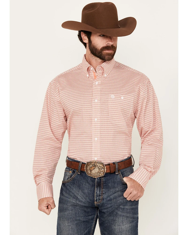 George Strait by Wrangler Men's Geo Print Long Sleeve Button-Down Stretch Western Shirt