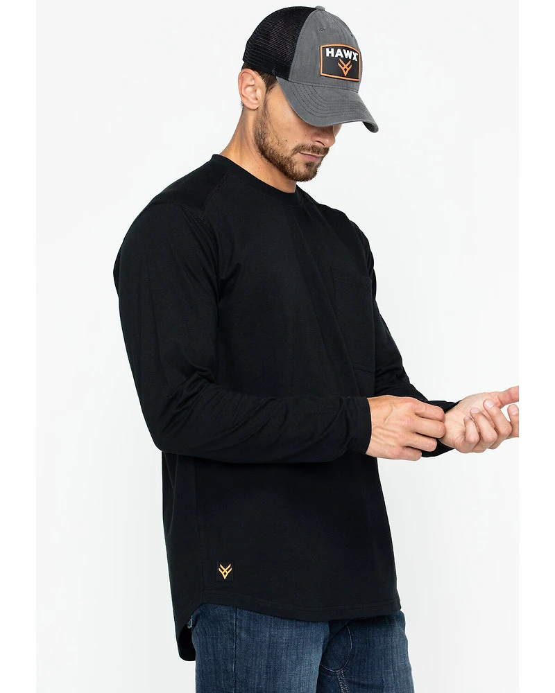 Hawx Men's Black Logo Crew Long Sleeve Work T-Shirt - Big