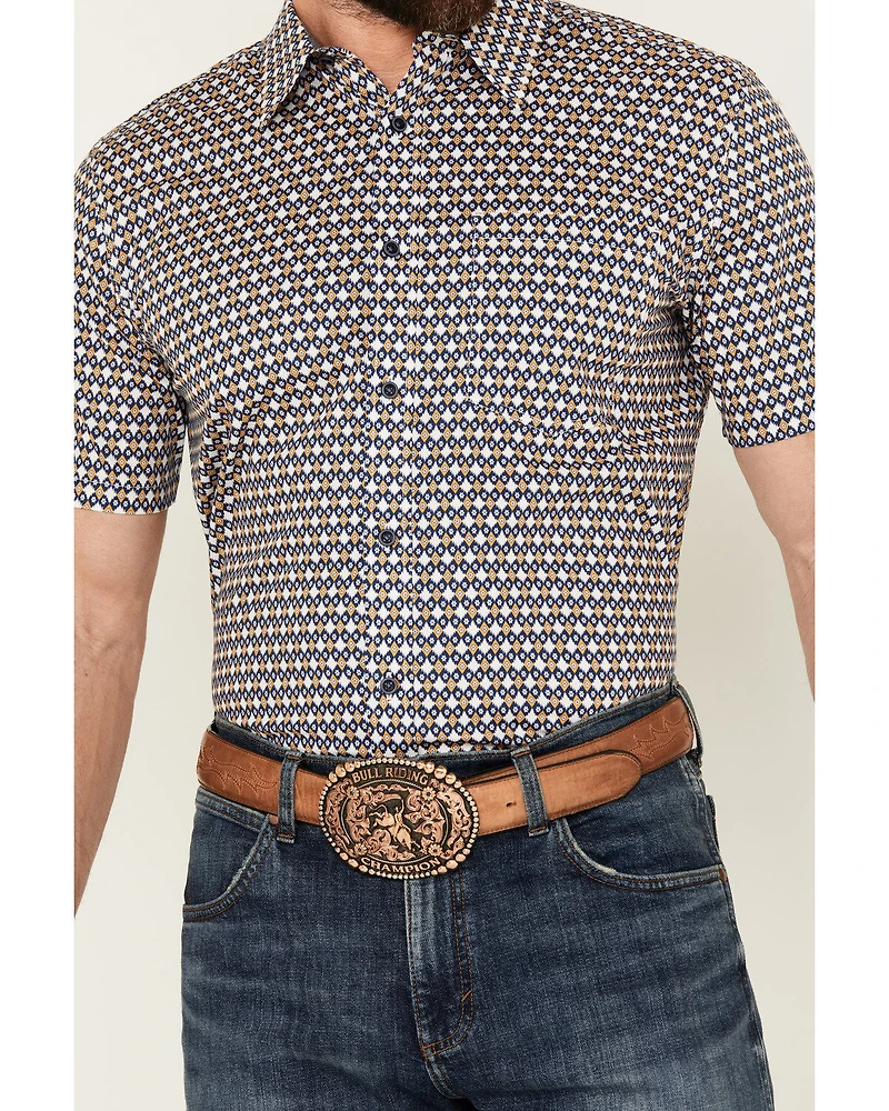Cody James Men's Everett Geo Print Short Sleeve Button-Down Stretch Western Shirt