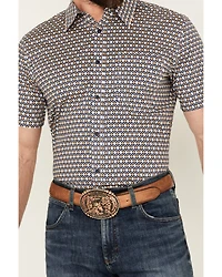 Cody James Men's Everett Geo Print Short Sleeve Button-Down Stretch Western Shirt