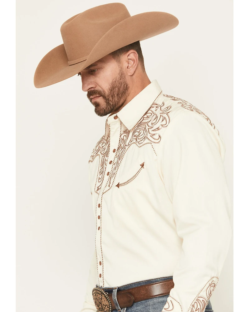 Scully Men's Solid Long Sleeve Pearl Snap Western Shirt - Big