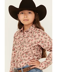 Ariat Girls' Floral Print Long Sleeve Snap Western Shirt