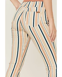 Rock & Roll Denim Women's Striped Pull On Flare Jeans