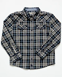 Cody James Toddler Boys' Warriors Way Plaid Print Long Sleeve Snap Western Shirt