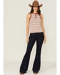 RANK 45® Women's Southwestern Stripe Henley Tank Top