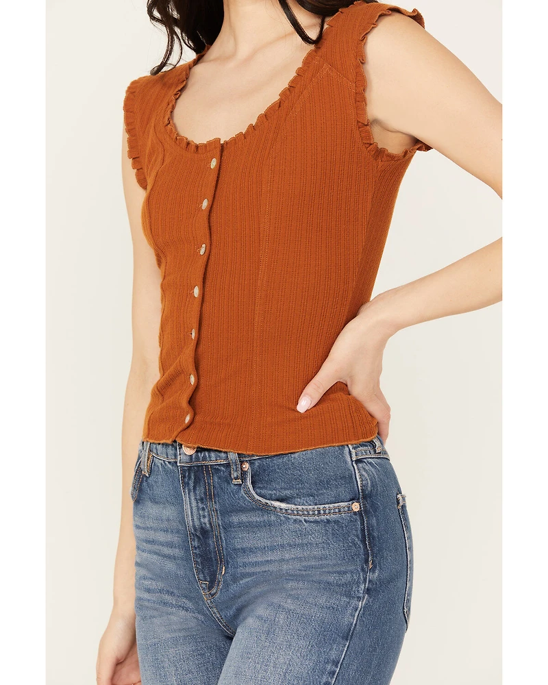 Shyanne Women's Pointelle Button Front Sweater Shirt