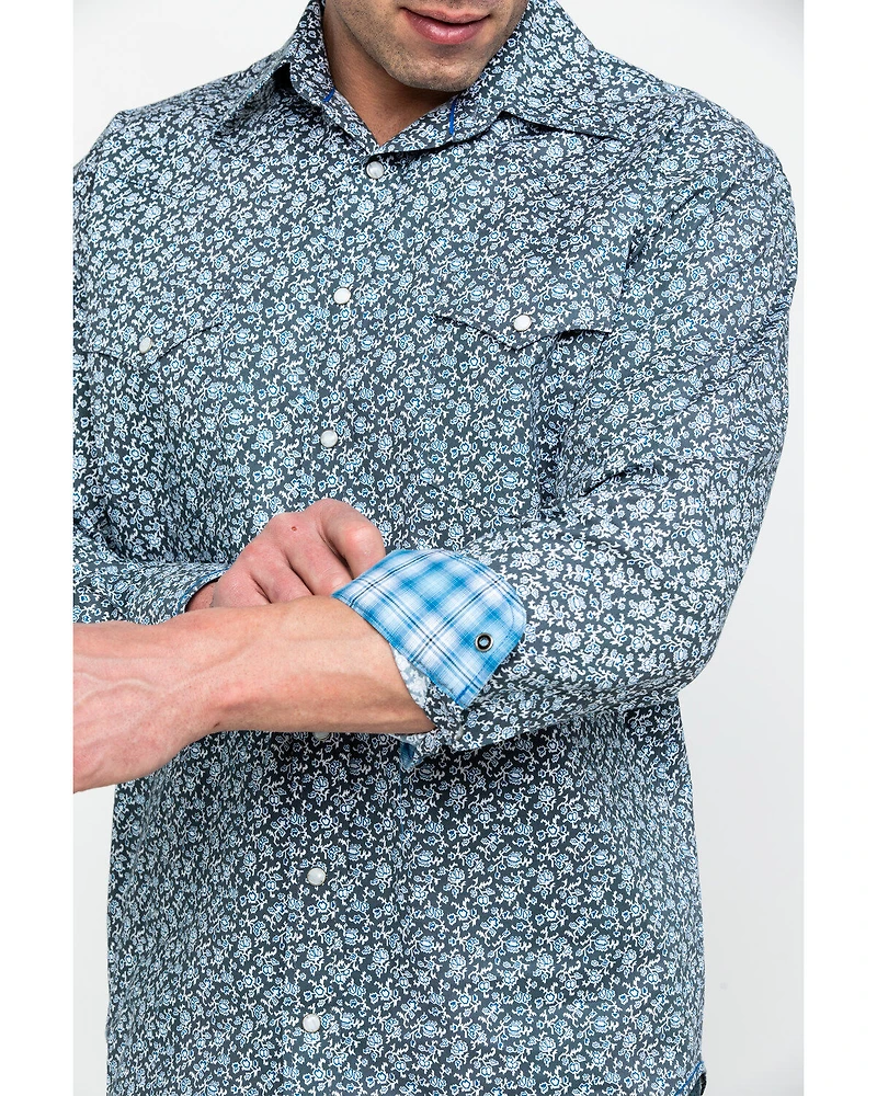 Rough Stock By Panhandle Men's Langunita Vintage Print Long Sleeve Western Shirt