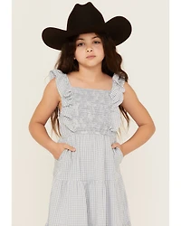 Hayden LA Girls' Gingham Print Puff Sleeve Midi Dress