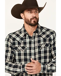 Moonshine Spirit Men's Acoustic Plaid Print Long Sleeve Snap Western Shirt