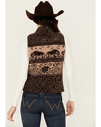 Shyanne Women's Buffalo Print Snap Sherpa Vest