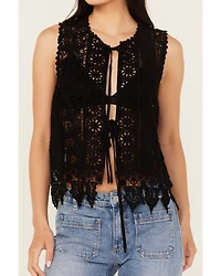 By Together Women's Crochet Tie Front Vest