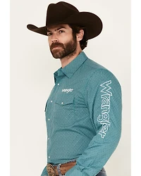 Wrangler Men's Logo Geo Print Long Sleeve Snap Western Shirt