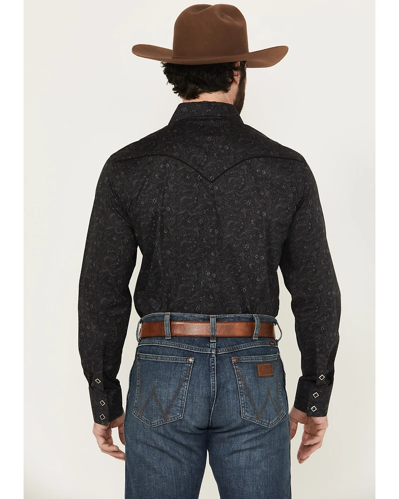 Rock & Roll Denim Men's Paisley Print Long Sleeve Snap Stretch Western Shirt