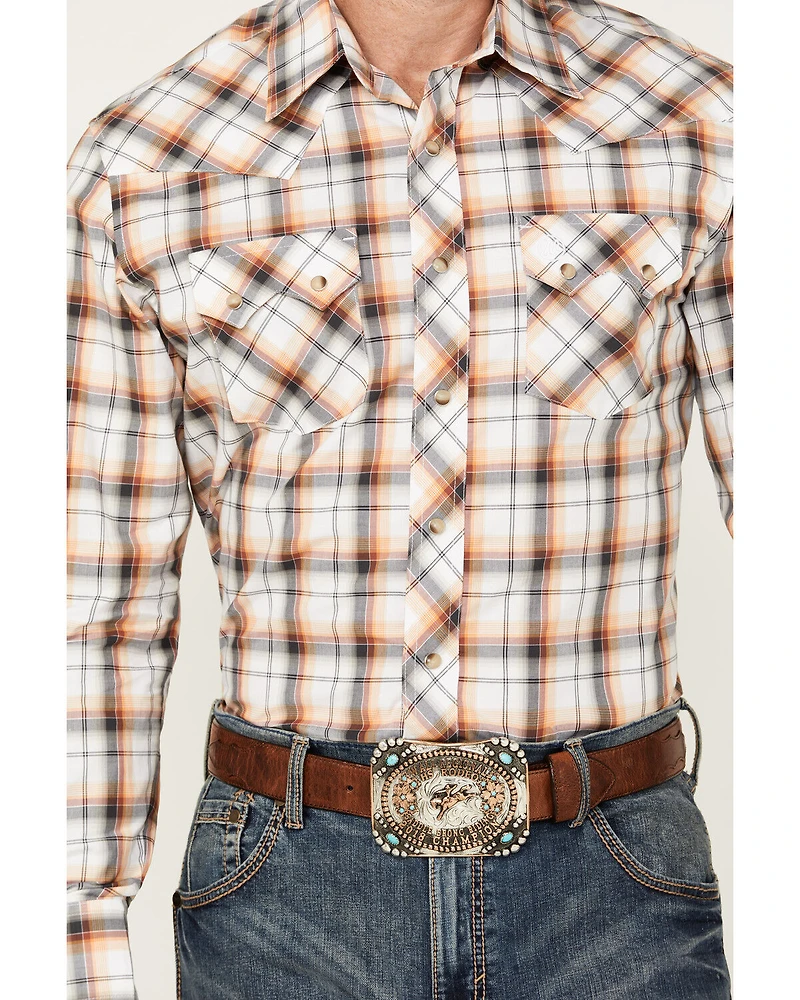 Wrangler Retro Men's Plaid Print Long Sleeve Snap Western Shirt