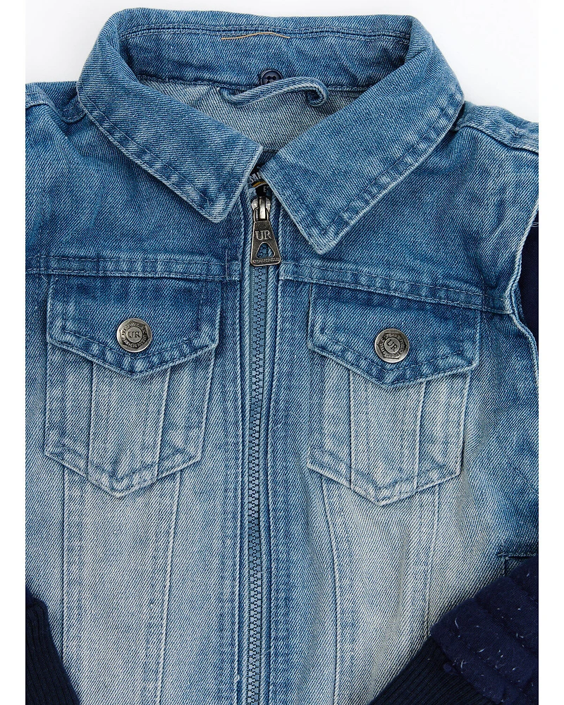 Urban Republic Boys' Denim Vest Layered Jacket