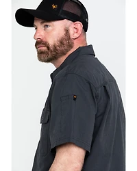 Hawx Men's Charcoal Solid Yarn Dye Two Pocket Short Sleeve Work Shirt - Big