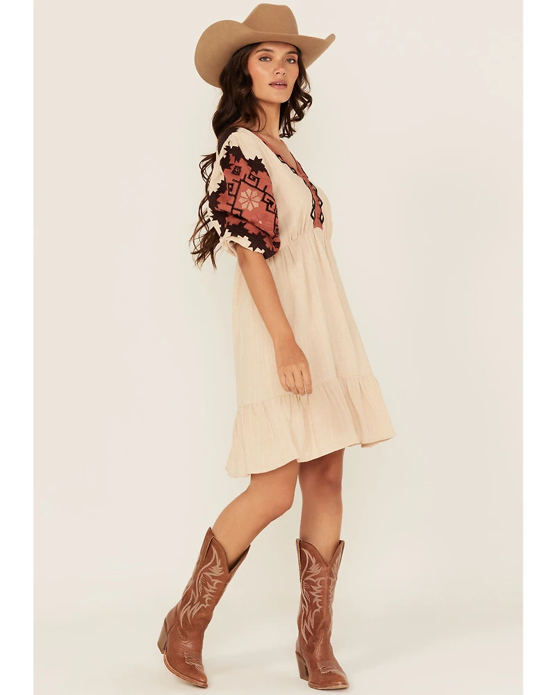Shyanne Women's Embroidered Quarter Sleeve Mini Dress