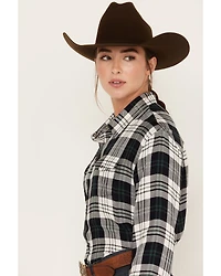 Hooey Women's Plaid Print Long Sleeve Snap Flannel Shirt