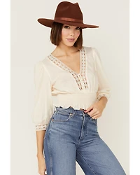 Lush Women's Lace Trim Blouse