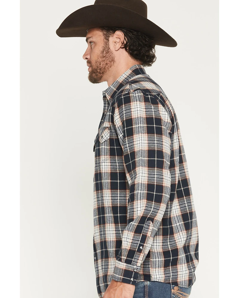 Moonshine Spirit Men's Dark Forest Plaid Print Long Sleeve Snap Flannel Shirt