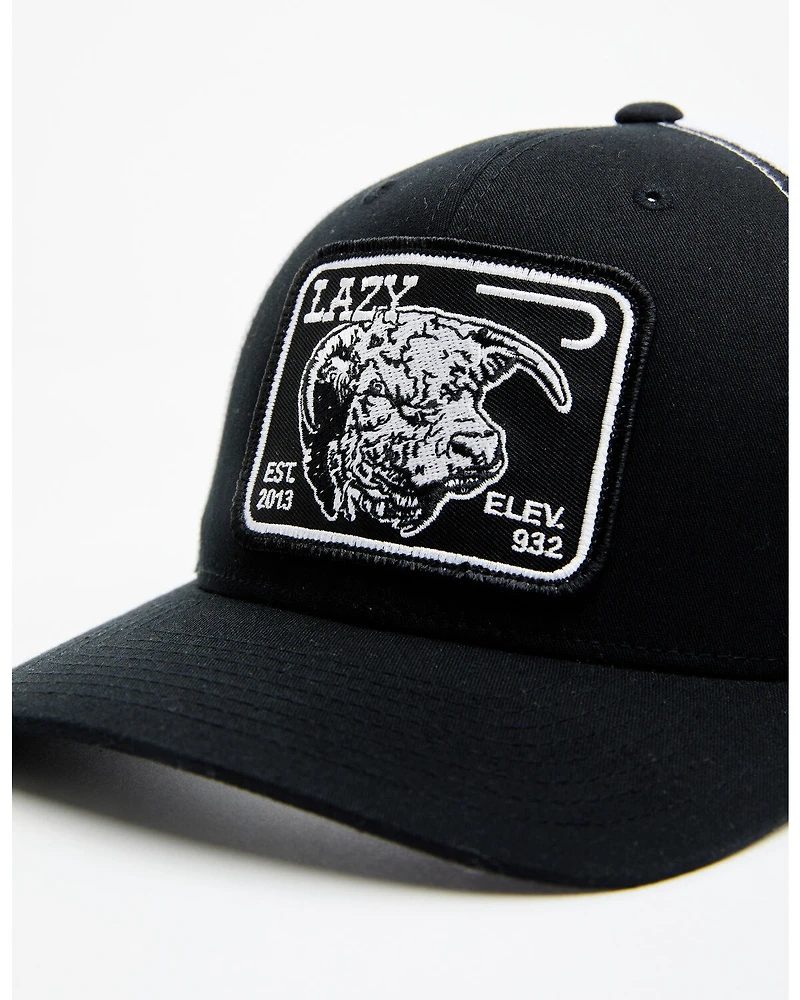 Lazy J Ranch Men's Black & White Elevation Cowhead Logo Patch Mesh-Back Ball Cap