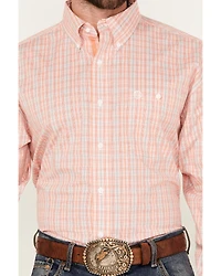 George Strait by Wrangler Men's Plaid Print Long Sleeve Button-Down Stretch Western Shirt
