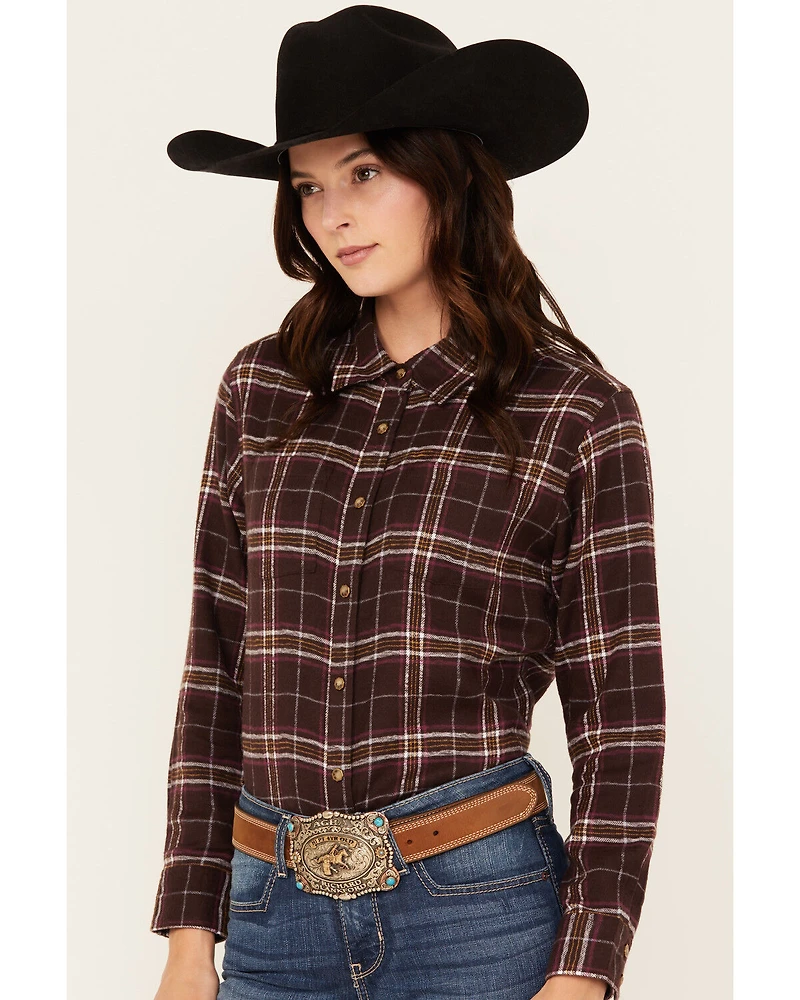 Shyanne Women's Plaid Print Long Sleeve Snap Western Shirt