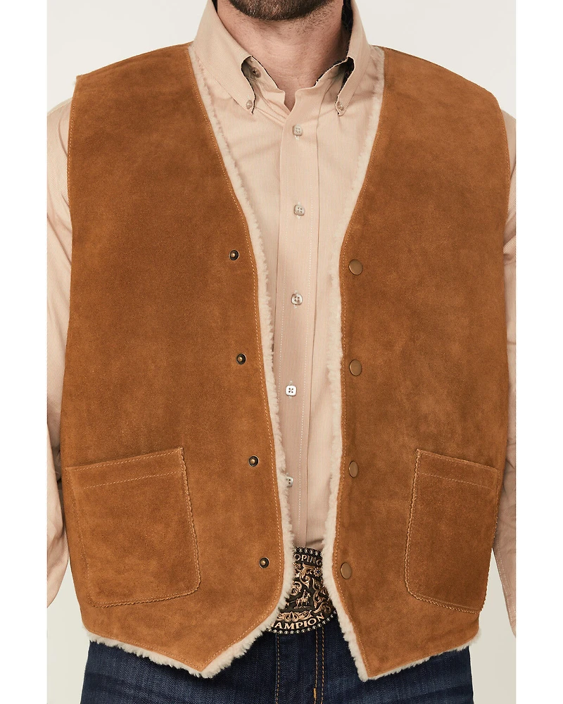 Cody James Men's Sherpa Lined Suede Snap Vest