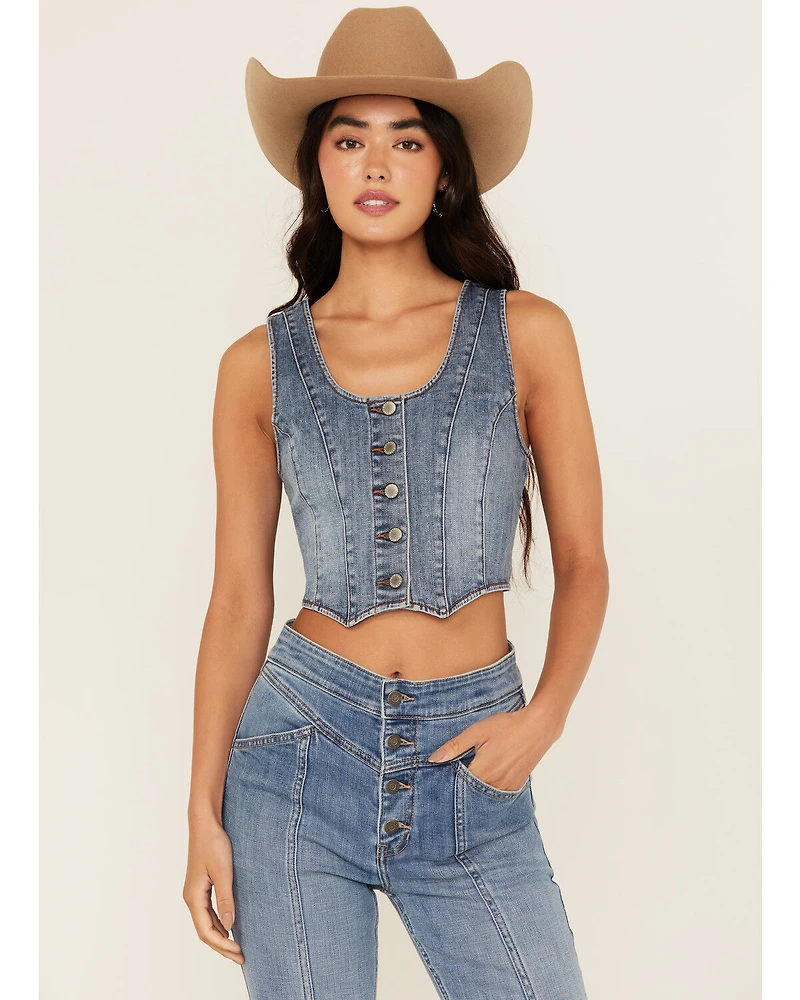 Idyllwind Women's Ivywood Medium Wash Stretch Denim Vest