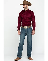 Ariat Men's Burgundy Solid Twill Long Sleeve Western Shirt - Big & Tall