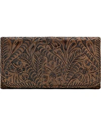 American West Women's Distressed Charcoal Brown Annie's Secret Tri-Fold Wallet