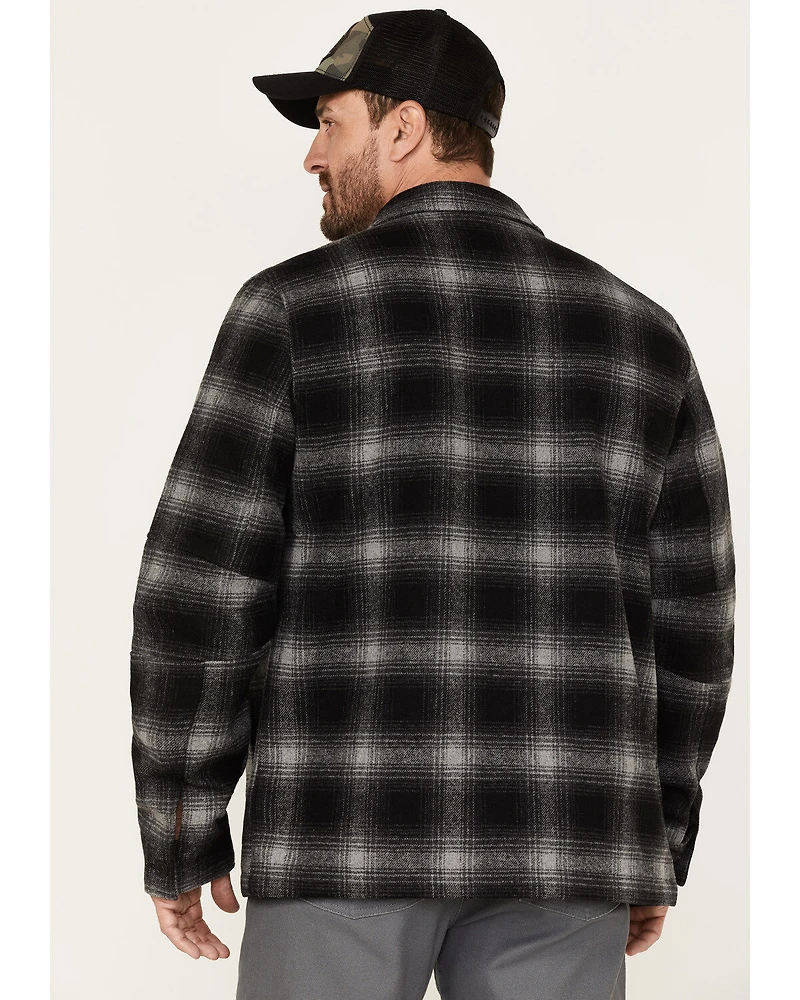 Brothers and Sons Men's Wool Full Zip Plaid Print Jacket