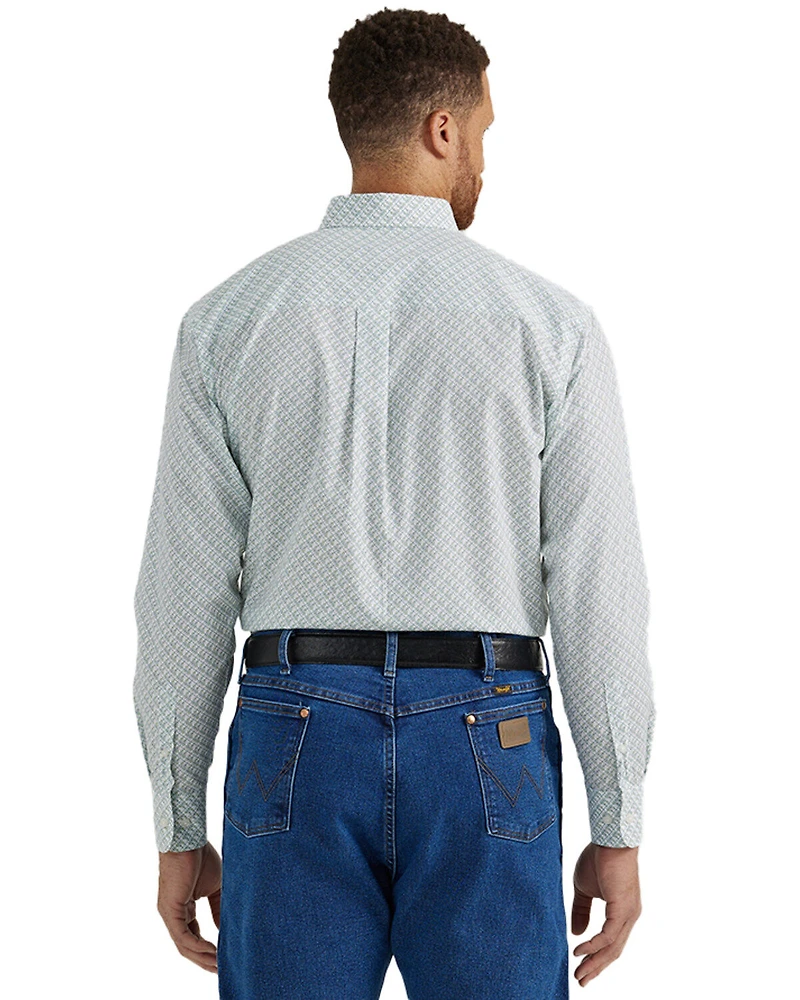 Wrangler Men's Classic Print Long Sleeve Button-Down Western Shirt - Tall