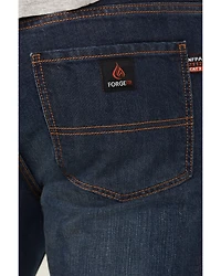 Forge Workwear Men's FR Cross Hatch Medium Wash Inherent Relaxed Bootcut Rigid Denim Jeans