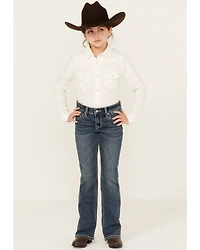 Rock & Roll Denim Girls' Medium Wash Cow Pocket Stretch Bootcut Jeans