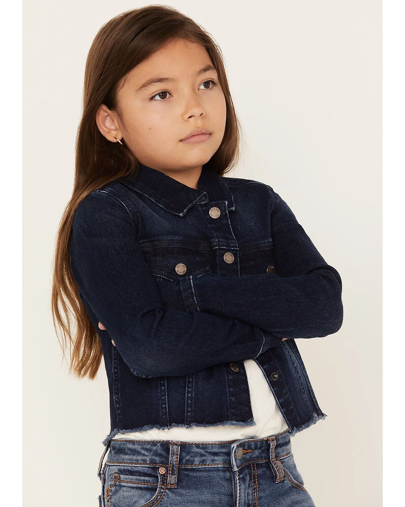 Shyanne Girls' Kent Dark Wash Frayed Denim Jacket