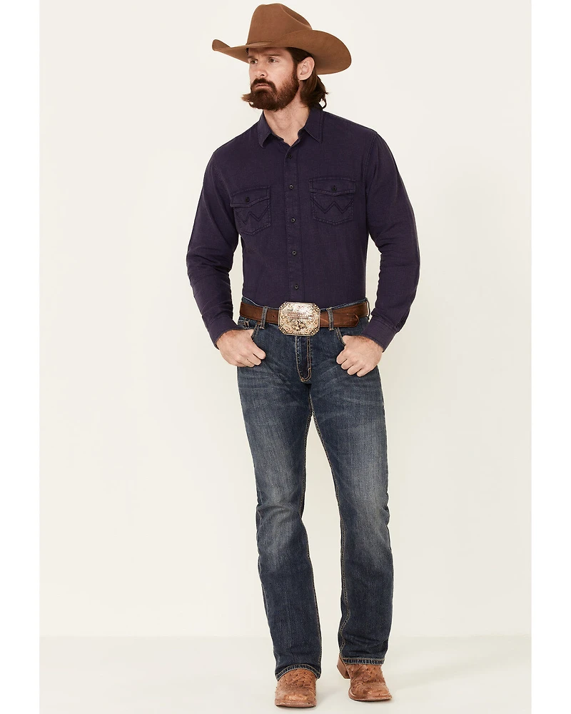 Wrangler Retro Premium Men's Solid Long Sleeve Button-Down Western Shirt
