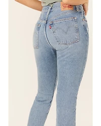 Levi's Women's 501 Medium Wash Mid Rise Distressed Skinny Jeans