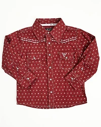 Cowboy Hardware Toddler Boys' Geo Print Long Sleeve Pearl Snap Western Shirt