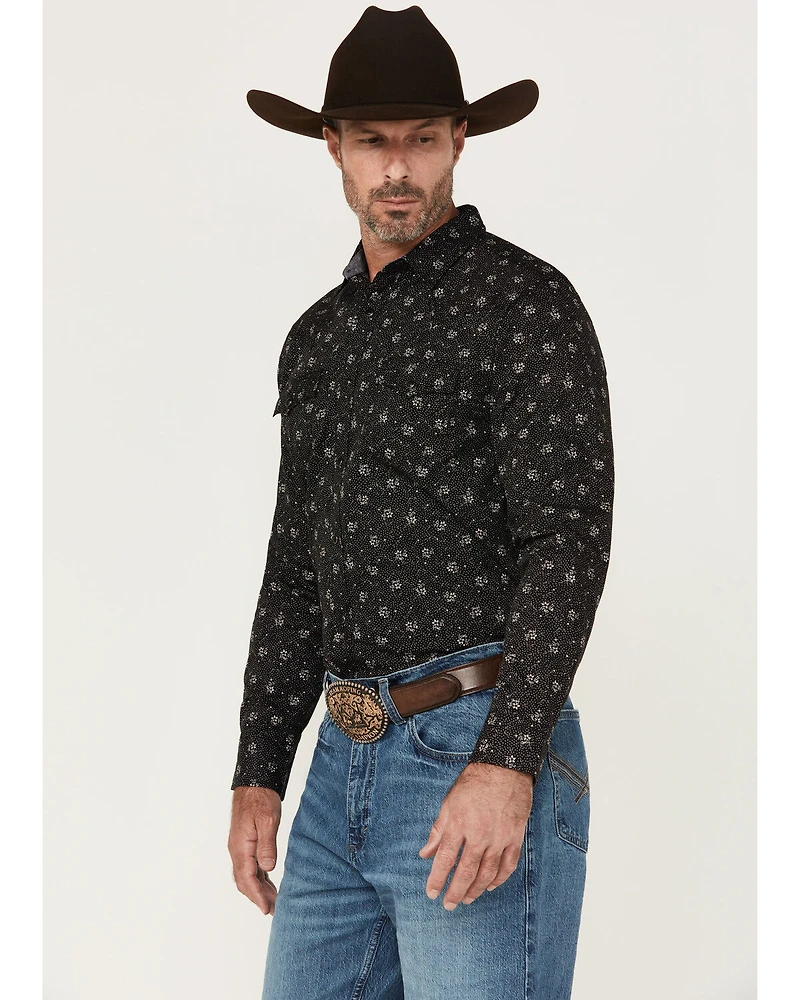 Cody James Men's Saddle Peak Floral Print Long Sleeve Snap Western Shirt